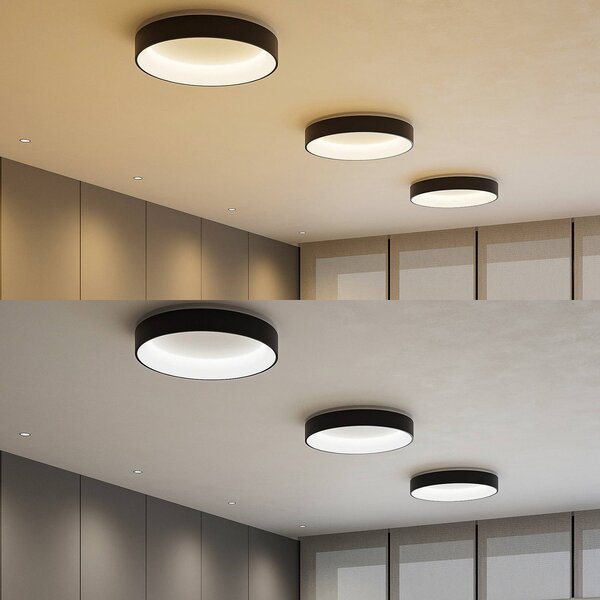 Lampa sufitowa LED Aleksi Arcchio, możliwość ściemniania, czarny, kuchnia, metal, nowoczesny