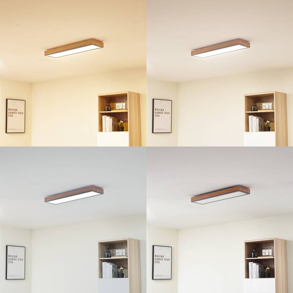 Lampa sufitowa LED Laviona Lindby, możliwość ściemniania, jasne drewno, salon / jadalnia, drewno, nowoczesny
