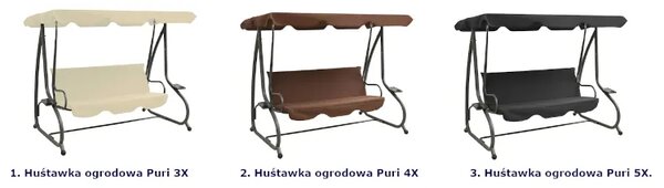 Brązowa huśtawka ogrodowa z baldachimem D0-N90