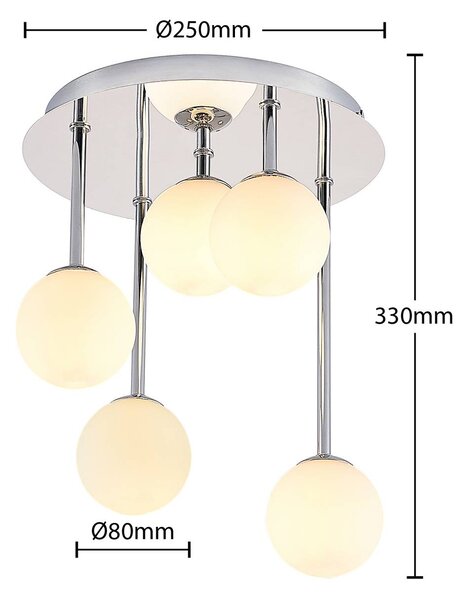 Lampa sufitowa Chrissy Lindby, możliwość ściemniania, chromowy / srebrny, salon / jadalnia, metal, nowoczesny