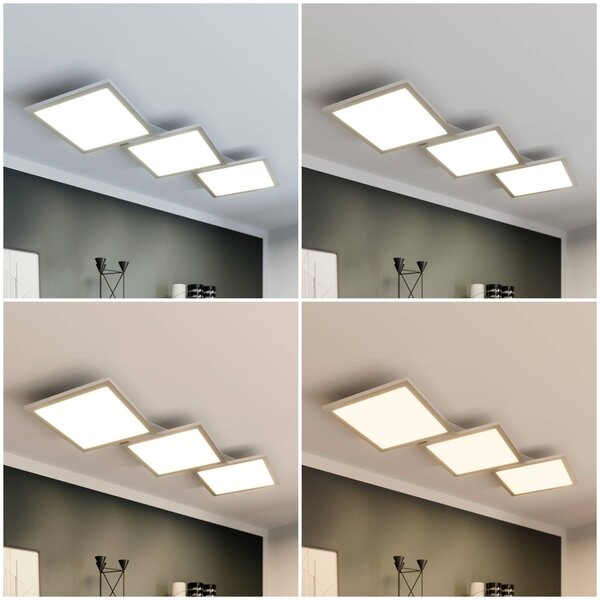 Lampa sufitowa LED Ilira Lucande, możliwość ściemniania, aluminiowy / szary / cynkowy, kuchnia, aluminium, nowoczesny