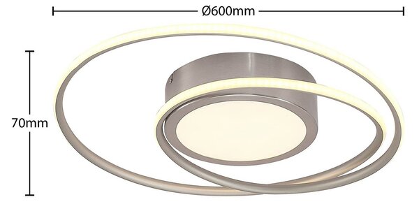 Lampa sufitowa LED Bovia Lindby, możliwość ściemniania, aluminiowy / szary / cynkowy, salon / jadalnia, aluminium, nowoczesny
