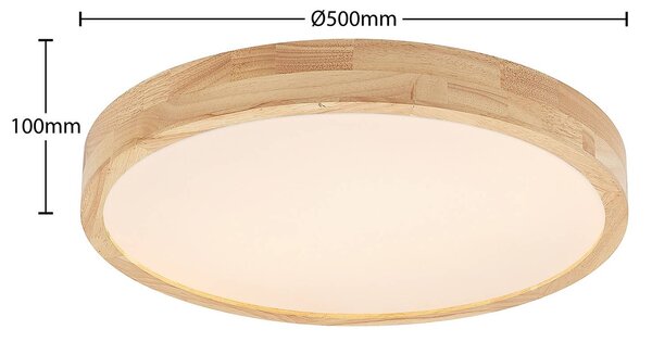 Lampa sufitowa Lanira Lindby, możliwość ściemniania, jasne drewno, salon / jadalnia, drewno, nowoczesny