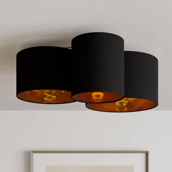 Lampa sufitowa Laurenz Lindby, możliwość ściemniania, czarny, salon / jadalnia, tkanina / materiał / jedwab, nowoczesny