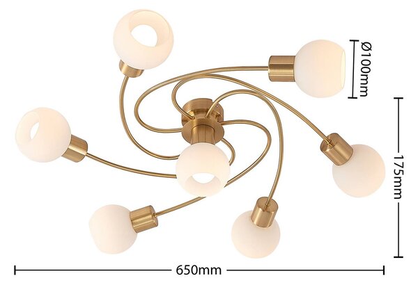 Lampa sufitowa Ciala Lindby, możliwość ściemniania, mosiężny / złoty, salon / jadalnia, szkło, nowoczesny