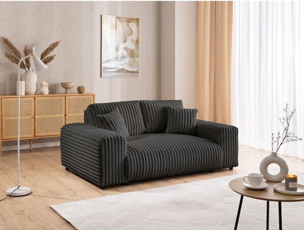 Ciemnoszara sztruksowa sofa 178 cm Justin – Ropez