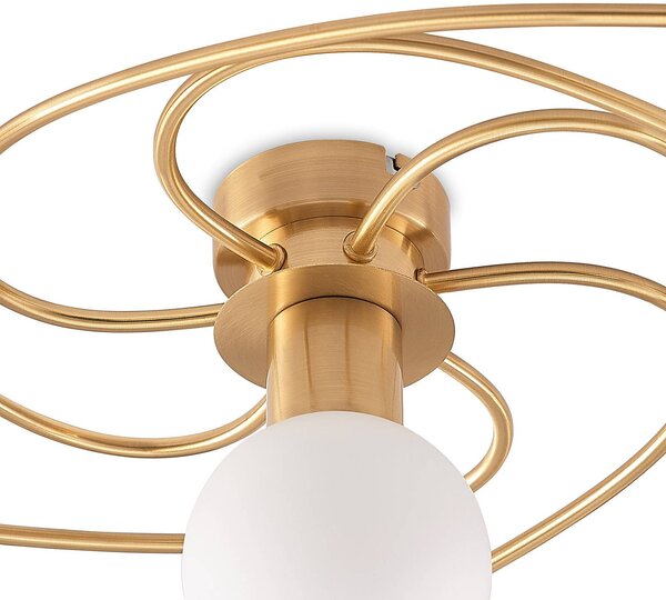 Lampa sufitowa Ciala Lindby, możliwość ściemniania, mosiężny / złoty, salon / jadalnia, szkło, nowoczesny