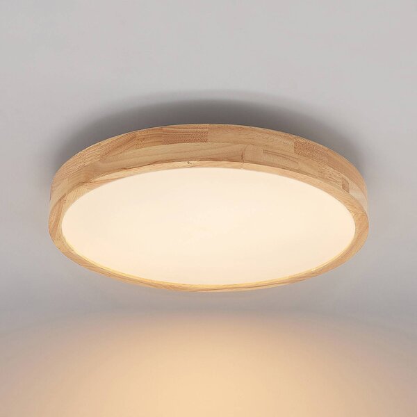 Lampa sufitowa Lanira Lindby, możliwość ściemniania, jasne drewno, salon / jadalnia, drewno, nowoczesny