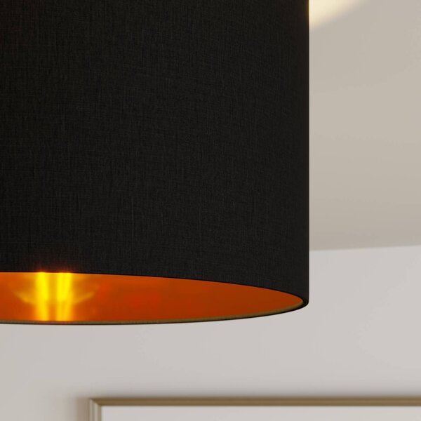 Lampa sufitowa Laurenz Lindby, możliwość ściemniania, czarny, salon / jadalnia, tkanina / materiał / jedwab, nowoczesny