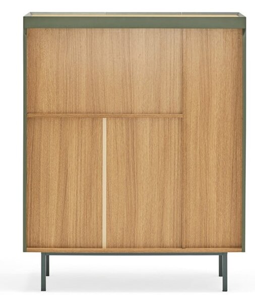 Zielona wysoka komoda w dekorze dębu 95x120 cm Arista – Teulat