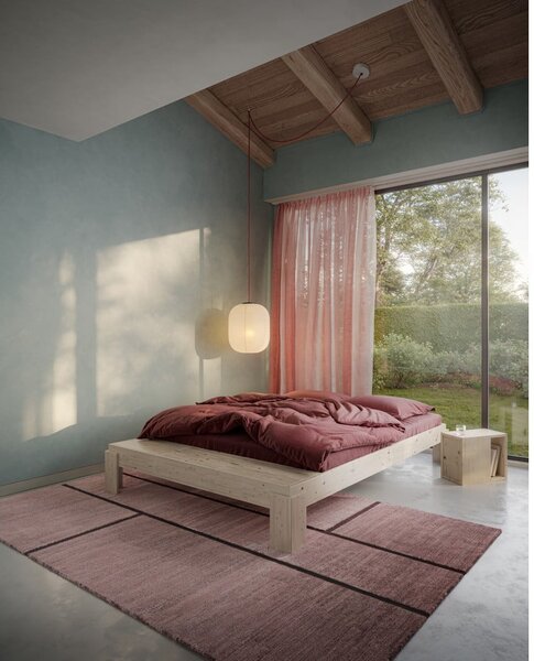 Łóżko dwuosobowe z litego drewna sosnowego ze stelażem 140x200 cm w naturalnym kolorze Layers – Karup Design