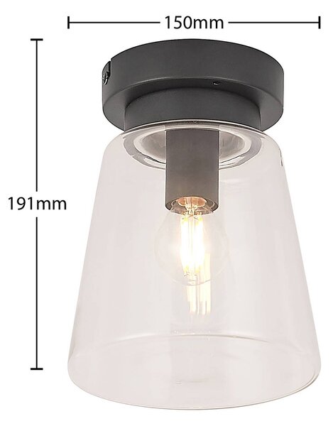 Lampa sufitowa Carmalin Lindby, możliwość ściemniania, czarny, salon / jadalnia, metal, nowoczesny