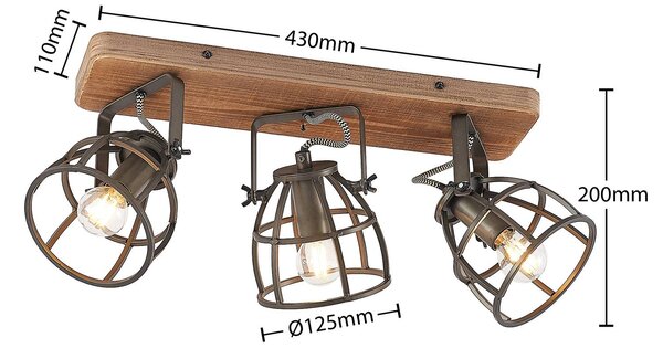Lampa sufitowa Rutger Lindby, możliwość ściemniania, ciemne drewno, salon / jadalnia, drewno, vintage