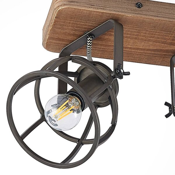Lampa sufitowa Rutger Lindby, możliwość ściemniania, ciemne drewno, salon / jadalnia, drewno, vintage