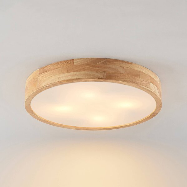 Lampa sufitowa Tanju Lindby, możliwość ściemniania, jasne drewno, salon / jadalnia, drewno, dworkowy / rustykalny