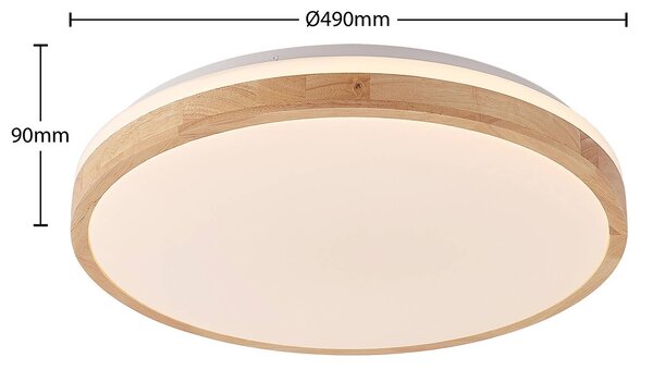 Lampa sufitowa LED Emiva Lindby, możliwość ściemniania, jasne drewno, salon / jadalnia, drewno, nowoczesny
