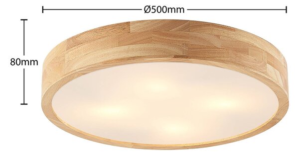 Lampa sufitowa Tanju Lindby, możliwość ściemniania, jasne drewno, salon / jadalnia, drewno, dworkowy / rustykalny