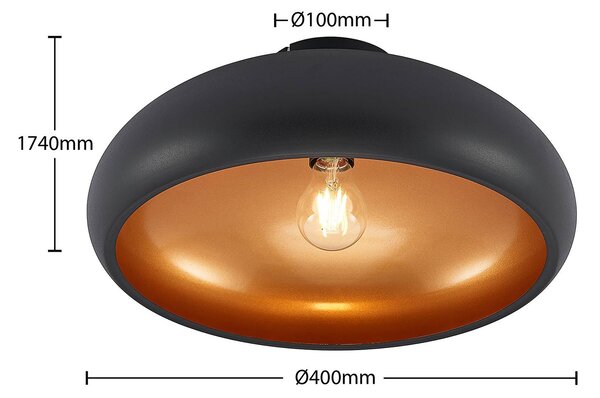 Lampa sufitowa Gerwina Lindby, możliwość ściemniania, czarny, salon / jadalnia, metal, nowoczesny