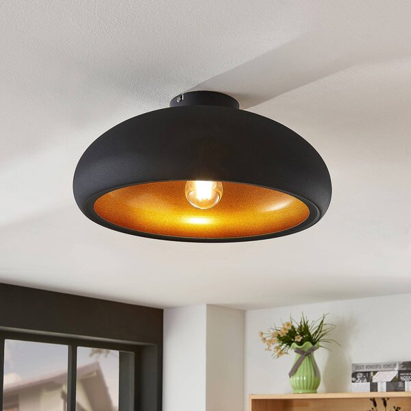 Lampa sufitowa Gerwina Lindby, możliwość ściemniania, czarny, salon / jadalnia, metal, nowoczesny
