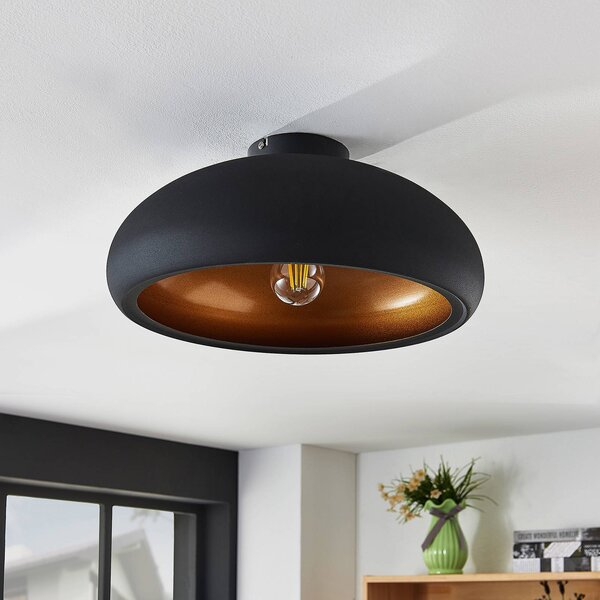 Lampa sufitowa Gerwina Lindby, możliwość ściemniania, czarny, salon / jadalnia, metal, nowoczesny