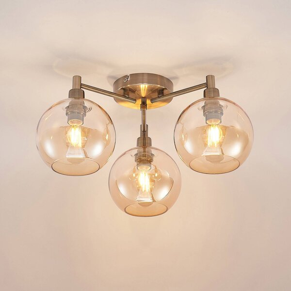 Lampa sufitowa Jemissa Lindby, możliwość ściemniania, mosiężny / złoty, salon / jadalnia, metal, nowoczesny