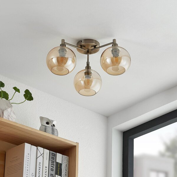 Lampa sufitowa Jemissa Lindby, możliwość ściemniania, mosiężny / złoty, salon / jadalnia, metal, nowoczesny