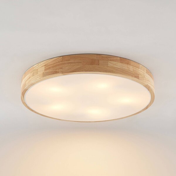 Lampa sufitowa Tanju Lindby, możliwość ściemniania, jasne drewno, salon / jadalnia, drewno, dworkowy / rustykalny