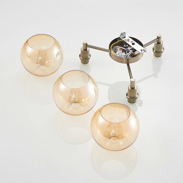 Lampa sufitowa Jemissa Lindby, możliwość ściemniania, mosiężny / złoty, salon / jadalnia, metal, nowoczesny