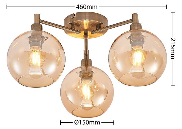 Lampa sufitowa Jemissa Lindby, możliwość ściemniania, mosiężny / złoty, salon / jadalnia, metal, nowoczesny