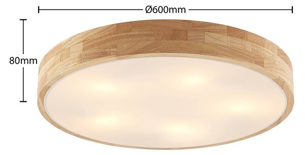 Lampa sufitowa Tanju Lindby, możliwość ściemniania, jasne drewno, salon / jadalnia, drewno, dworkowy / rustykalny