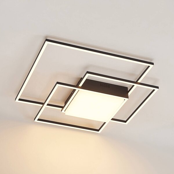 Lampa sufitowa LED Nelinka Lindby, czarny, salon / jadalnia, aluminium, nowoczesny