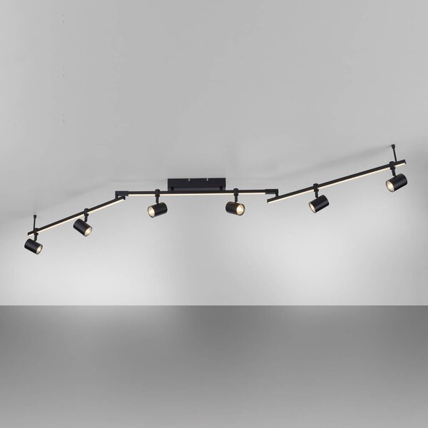 Paul Neuhaus Reflektor sufitowy LED Barik, 188 cm, regulowany Barik, czarny, salon / jadalnia, metal