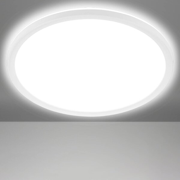 Briloner Lampa sufitowa LED Slim, biały / opal, przedpokój, tworzywo sztuczne, nowoczesny