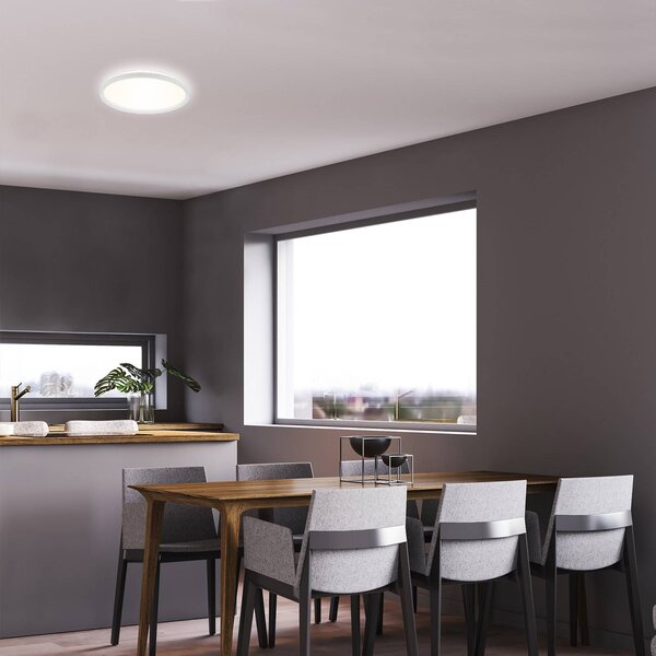 Briloner Lampa sufitowa LED Slim, biały / opal, przedpokój, tworzywo sztuczne, nowoczesny