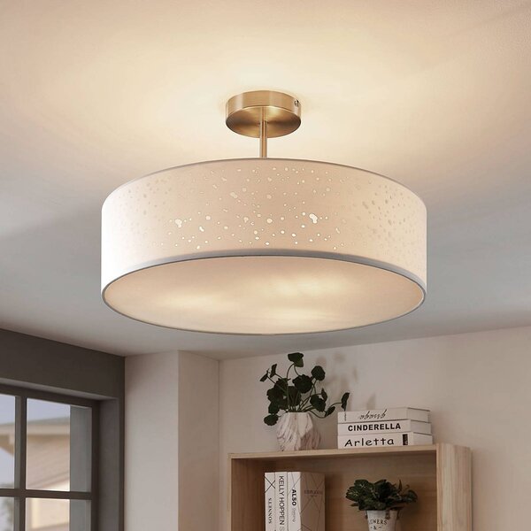 Lampa sufitowa Umma Lindby, możliwość ściemniania, biały / opal, salon / jadalnia, tkanina / materiał / jedwab, nowoczesny