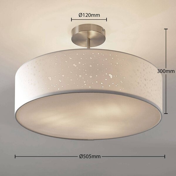 Lampa sufitowa Umma Lindby, możliwość ściemniania, biały / opal, salon / jadalnia, tkanina / materiał / jedwab, nowoczesny