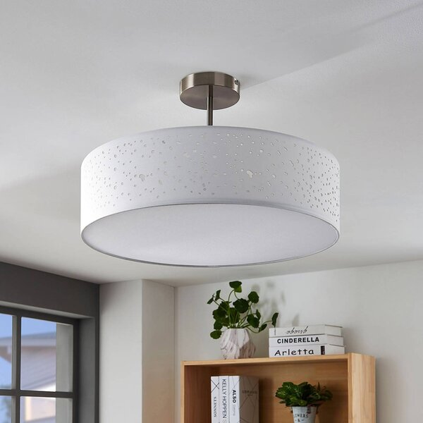 Lampa sufitowa Umma Lindby, możliwość ściemniania, biały / opal, salon / jadalnia, tkanina / materiał / jedwab, nowoczesny