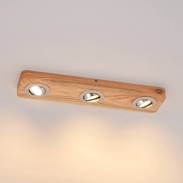 Lampa sufitowa LED Mikari, 48 cm, drewno, obrotowa Mikari Lindby, jasne drewno, salon / jadalnia, drewno, nowoczesny