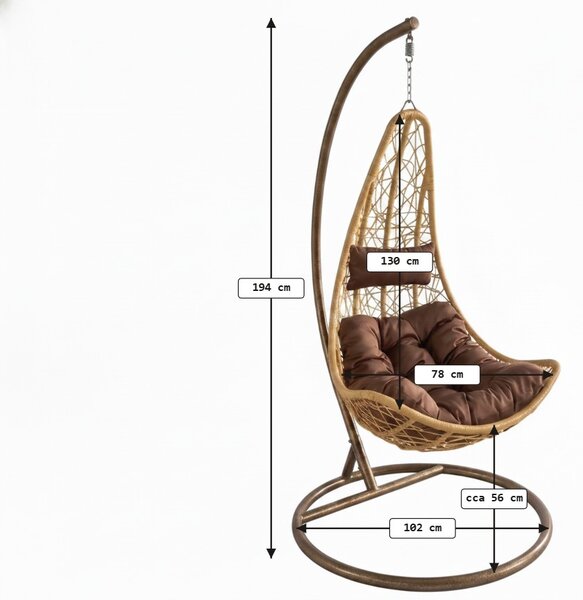 Żółty wiszący fotel AMAZONIA ze stojakiem