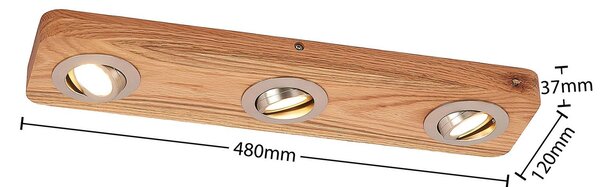 Lampa sufitowa LED Mikari, 48 cm, drewno, obrotowa Mikari Lindby, jasne drewno, salon / jadalnia, drewno, nowoczesny
