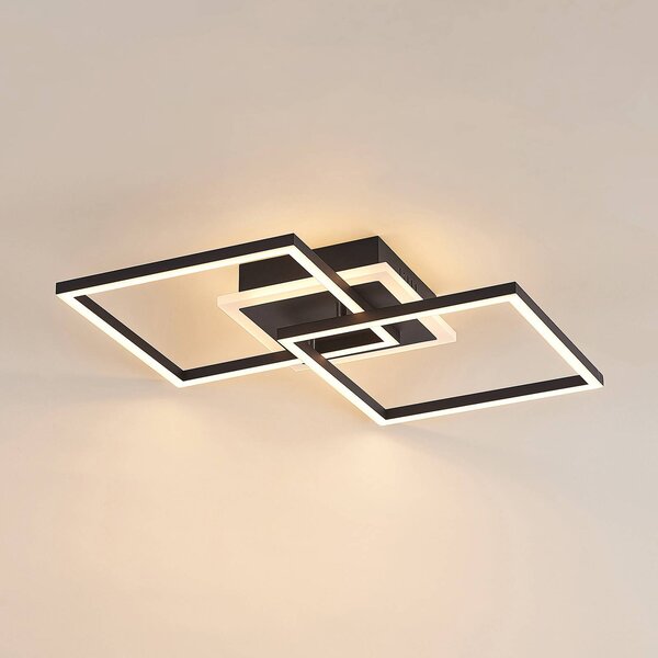 Lampa sufitowa LED Fjardo Lindby, możliwość ściemniania, czarny, salon / jadalnia, aluminium, nowoczesny