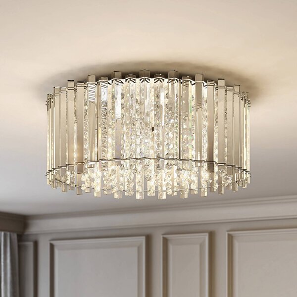 Lampa sufitowa kryształowa Limana Lucande, możliwość ściemniania, chromowy / srebrny, salon / jadalnia, metal, design