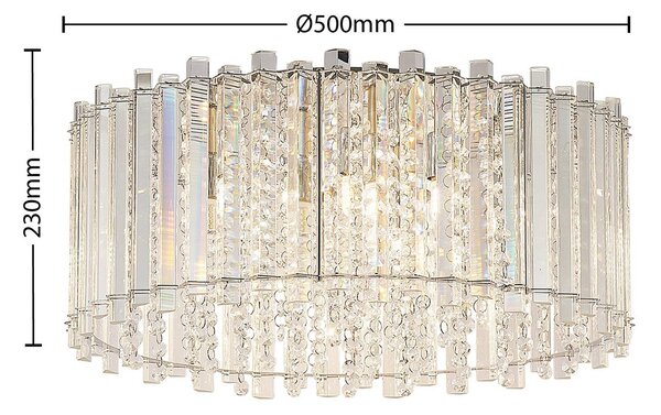 Lampa sufitowa kryształowa Limana Lucande, możliwość ściemniania, chromowy / srebrny, salon / jadalnia, metal, design
