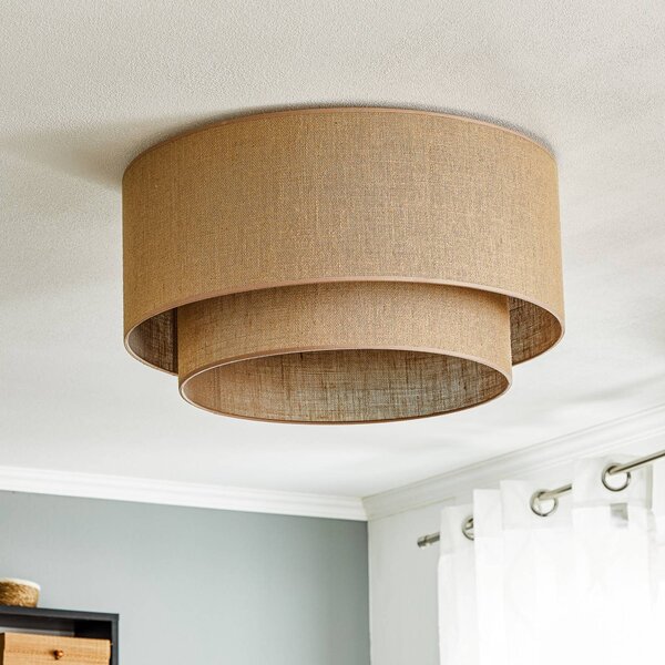 Lampa sufitowa Boho jute Euluna, możliwość ściemniania, brązowy / rdzawy, salon / jadalnia, tkanina / materiał / jedwab, dworkowy / rustykalny