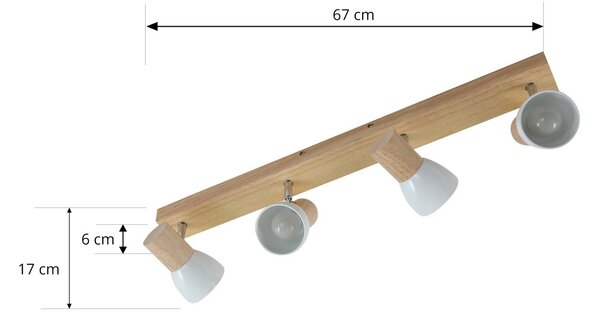 Lampa sufitowa Lindby Thorin, 67 cm, 4-punktowa, biały, drewno, E14 Thorin Lindby, możliwość ściemniania, ciemne drewno, salon / jadalnia, skandynawski