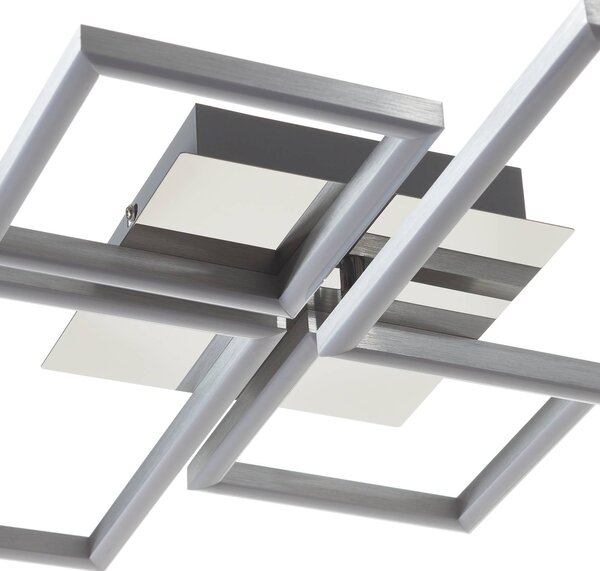 Briloner Lampa sufitowa LED Frame, możliwość ściemniania, chromowy / srebrny, salon / jadalnia, metal, nowoczesny