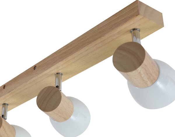 Lampa sufitowa Lindby Thorin, 67 cm, 4-punktowa, biały, drewno, E14 Thorin Lindby, możliwość ściemniania, ciemne drewno, salon / jadalnia, skandynawski