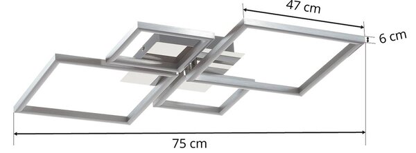 Briloner Lampa sufitowa LED Frame, możliwość ściemniania, chromowy / srebrny, salon / jadalnia, metal, nowoczesny