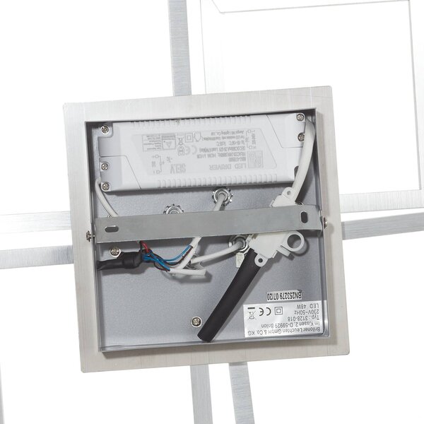 Briloner Lampa sufitowa LED Frame, możliwość ściemniania, chromowy / srebrny, salon / jadalnia, metal, nowoczesny