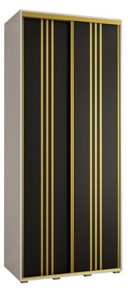Szafa przesuwna wysoka Davos 6 120, gł. 45 cm biały + czarny + złoty